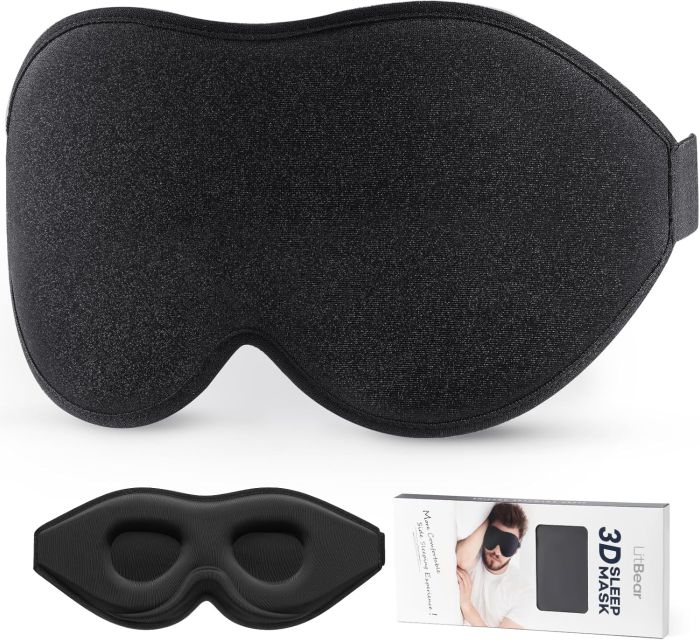 LitBear Sleep Mask - Best Contoured Design for Side and Stomach Sleepers